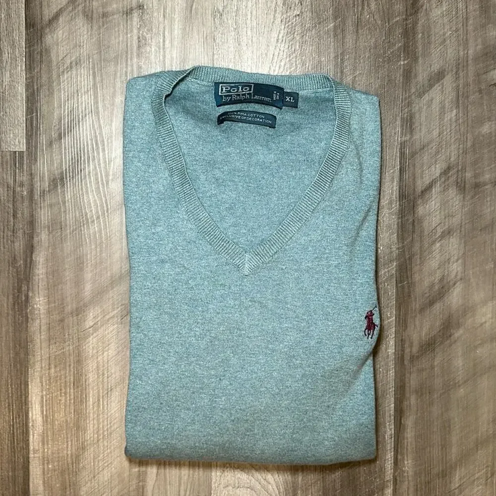 Polo by Ralph Lauren Pima Cotton V-Neck Sweater - XL